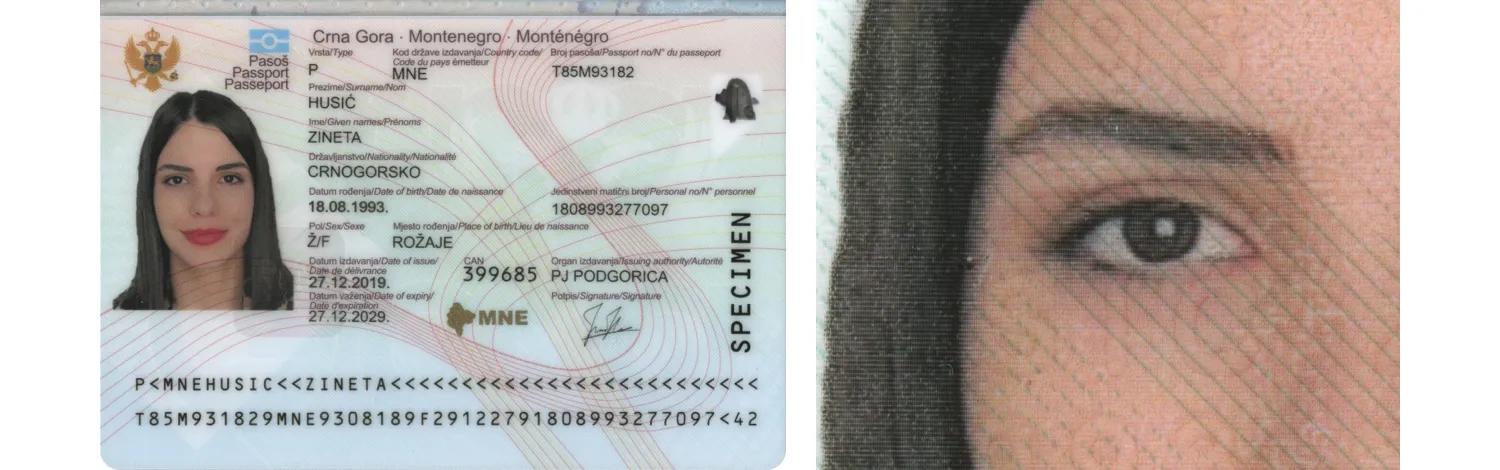 Example of MB ALFRESCO® in the passport of Montenegro